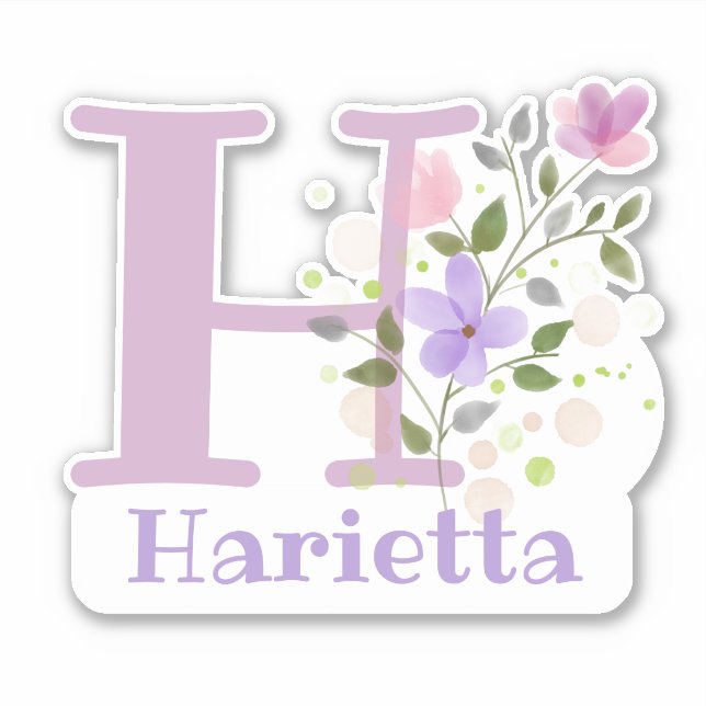 Name Harietta Initial with Floral Design (Front)