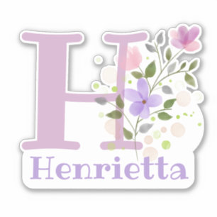 Name Henrietta & Initial with Floral Design