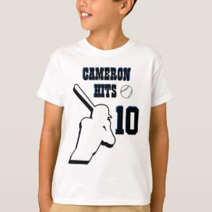  Name hits number custom Baseball birthday  T-Shirt