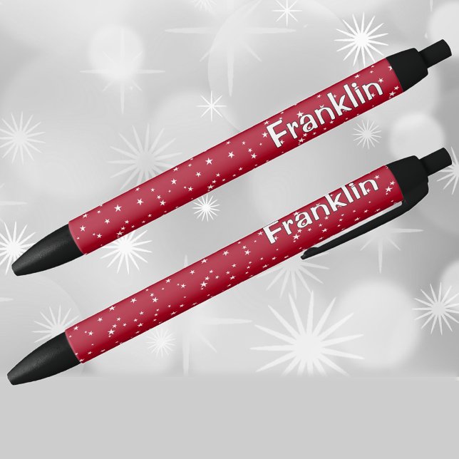 Name || Holiday Red and White Stars Pattern Black Ink Pen (Creator Uploaded)