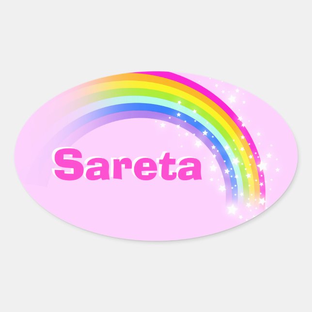 Name ID Sareta pink rainbow stickers (Front)