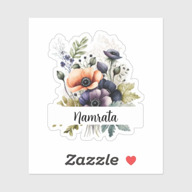 Name in Bloom: Custom Watercolor Floral Sticker (Sheet)