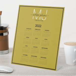 Name in letters occupation with calendar pedestal sign