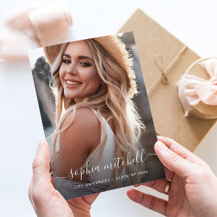 Name in Script   Blush Pink Photo Graduation Announcement