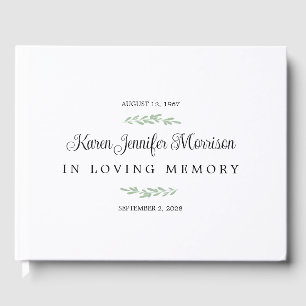Name In Script Greenery In Loving Memory Guest Book