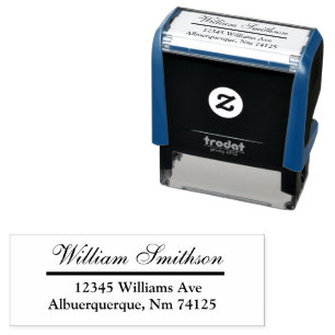 Name in Script   Street City State Zip in Print Self-inking Stamp