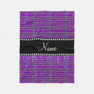 Name indigo purple glitter pink purple plaid fleece blanket