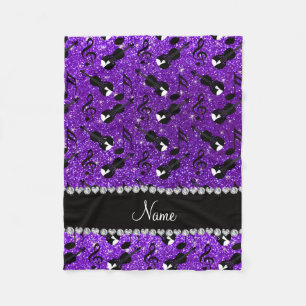 Name indigo purple glitter violins music notes fleece blanket