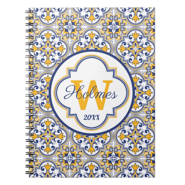 💙💛 Name + initial Azulejos  Notebook (Front)