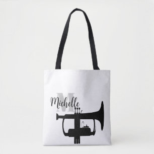 name, initial & black treble clef music Guitar Tot Tote Bag