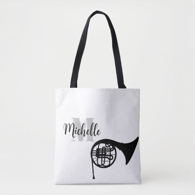 name, initial & black treble clef music Guitar Tot Tote Bag (Front)