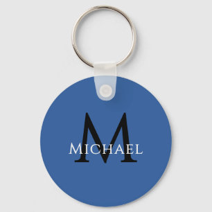 Name Initial Blue Personalized Groomsmen Favor Key Ring