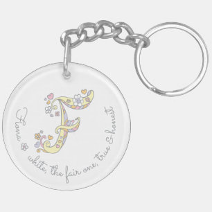 Name initial F girls personalised keychain