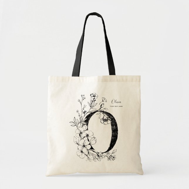 Name Initial Letter N rustic floral personalised T Tote Bag (Front)