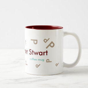 name & initial letter, typography & cool Two-Tone coffee mug