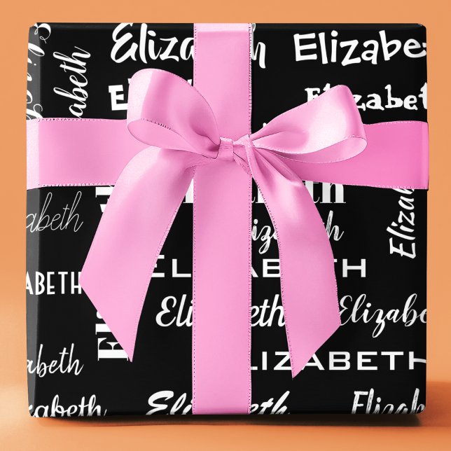 Name Initial Monogram  black  Personalised Gift Wrapping Paper (Name Initial Monogram black Personalized Gift Wrapping Paper)