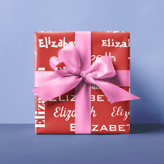 Name Initial Monogram Red Personalised Gift Wrapping Paper