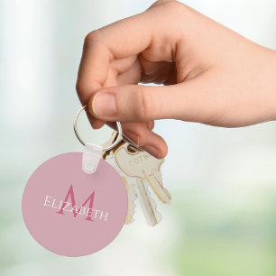 Name Initial Pink Personalised Monogram For Her Key Ring