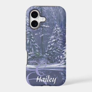 Name & initial winter trees iphone case