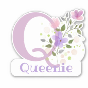 Name & Initial with Floral Design Sticker Cut-Out