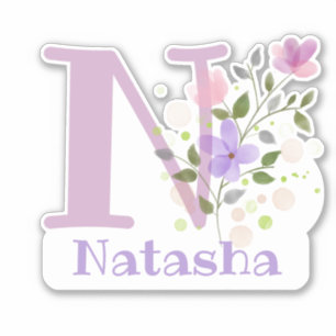 Name & Initial with Floral Design Sticker Cut-Out