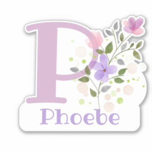 Name & Initial with Floral Design Sticker Cut-Out