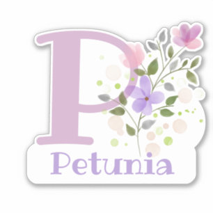 Name & Initial with Floral Design Sticker Cut-Out