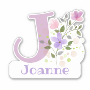 Name & Initial with Floral Design Sticker Cut-Out