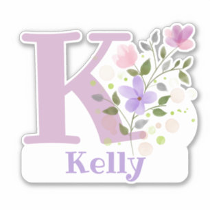 Name & Initial with Floral Design Sticker Cut-Out
