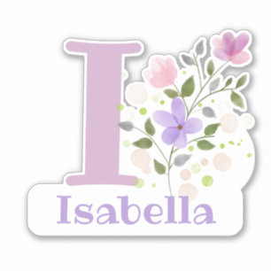 Name & Initial with Floral Design Sticker Cut-Out