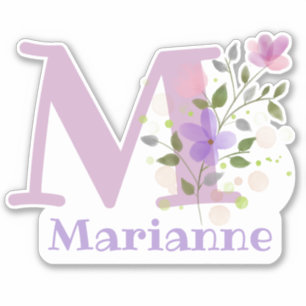 Name & Initial with Floral Design Sticker Cut-Out