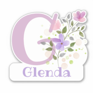 Name & Initial with Floral Design Sticker Cut-Out