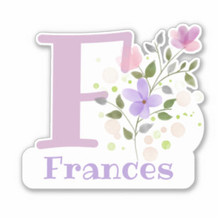 Name & Initial with Floral Design Sticker Cut-Out