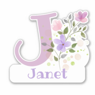 Name & Initial with Floral Design Sticker Cut-Out