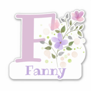 Name & Initial with Floral Design Sticker Cut-Out