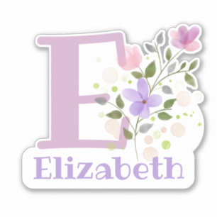 Name & Initial with Floral Design Sticker Cut-Out