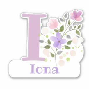Name & Initial with Floral Design Sticker Cut-Out