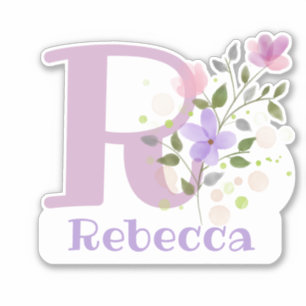 Name & Initial with Floral Design Sticker Cut-Out