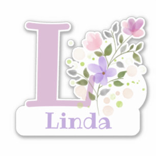 Name & Initial with Floral Design Sticker Cut-Out