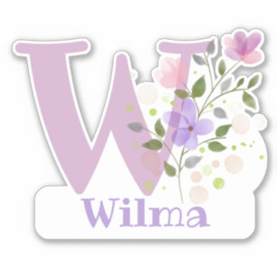 Name & Initial with Floral Design Sticker Cut-Out