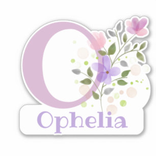 Name & Initial with Floral Design Sticker Cut-Out