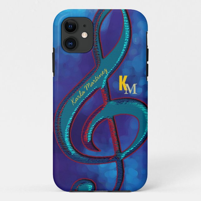 name initials clave music note blue Case-Mate iPhone case (Back)