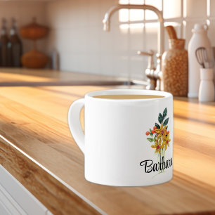 Name Initials or Text, Paper Quilled Flowers 6oz Espresso Cup