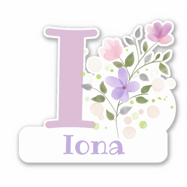 Name Iona & Initial with Floral Design (Front)