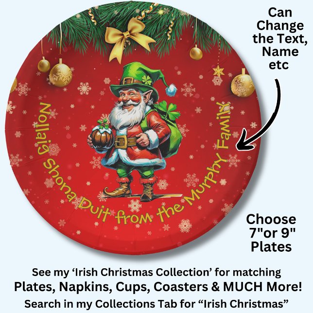 Name - Irish Nollaig Shona Duit Merry Christmas 7" Paper Plate (Creator Uploaded)
