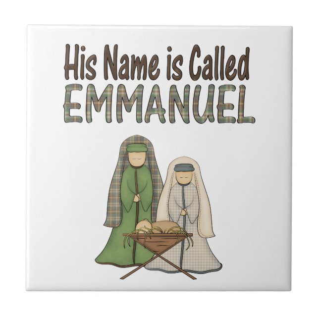 Name is Emmanuel Christmas Ceramic Tile (Front)