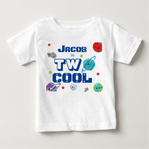 Name is Two Cool Space Planets stars birthday Baby T-Shirt