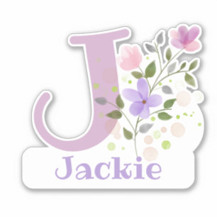 Name Jackie plus Initial with Floral Design