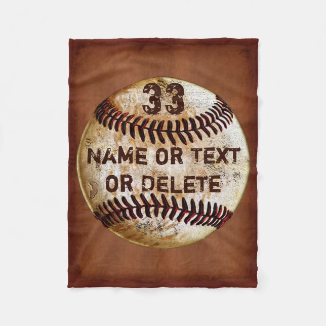 Name, Jersey Number Cool Baseball Blanket, 3 Sizes Fleece Blanket (Front)