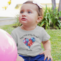 Name, July 4th Balloons Heart 3mos to 24mos